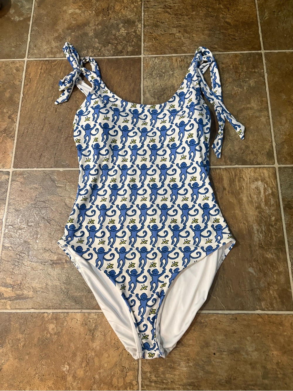 Roller Rabbit Blue and White Monkey Print One-Piece Swimsuit- only wore once!!